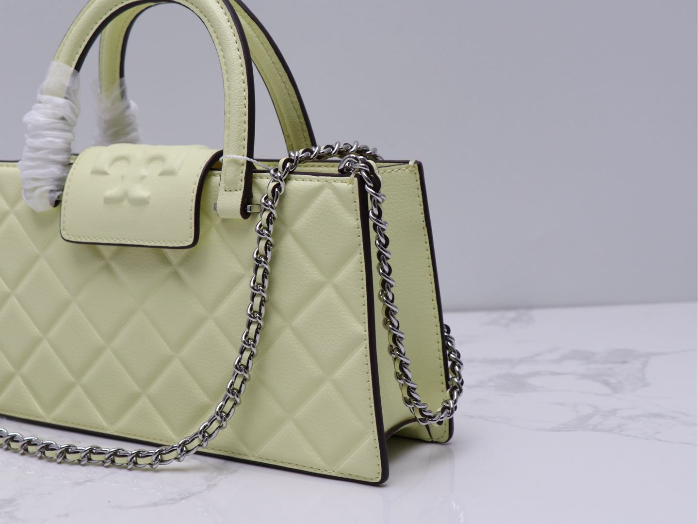 Tory Burch ～Tory brunch 压菱格链条包 牛皮高级质感通勤百搭手提单肩斜挎 定型包