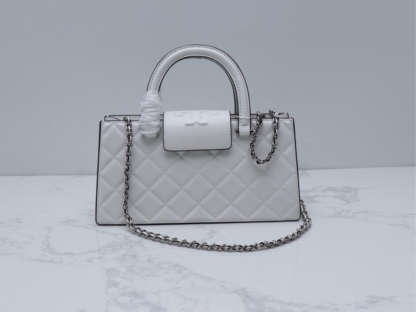 Tory Burch ～Tory brunch 压菱格链条包 牛皮高级质感通勤百搭手提单肩斜挎 定型包