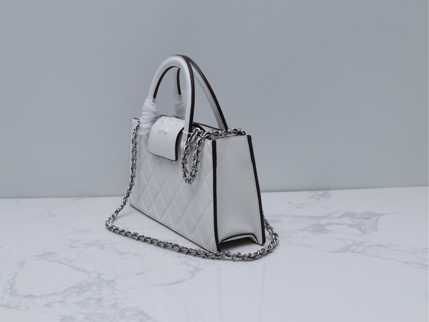 Tory Burch ～Tory brunch 压菱格链条包 牛皮高级质感通勤百搭手提单肩斜挎 定型包