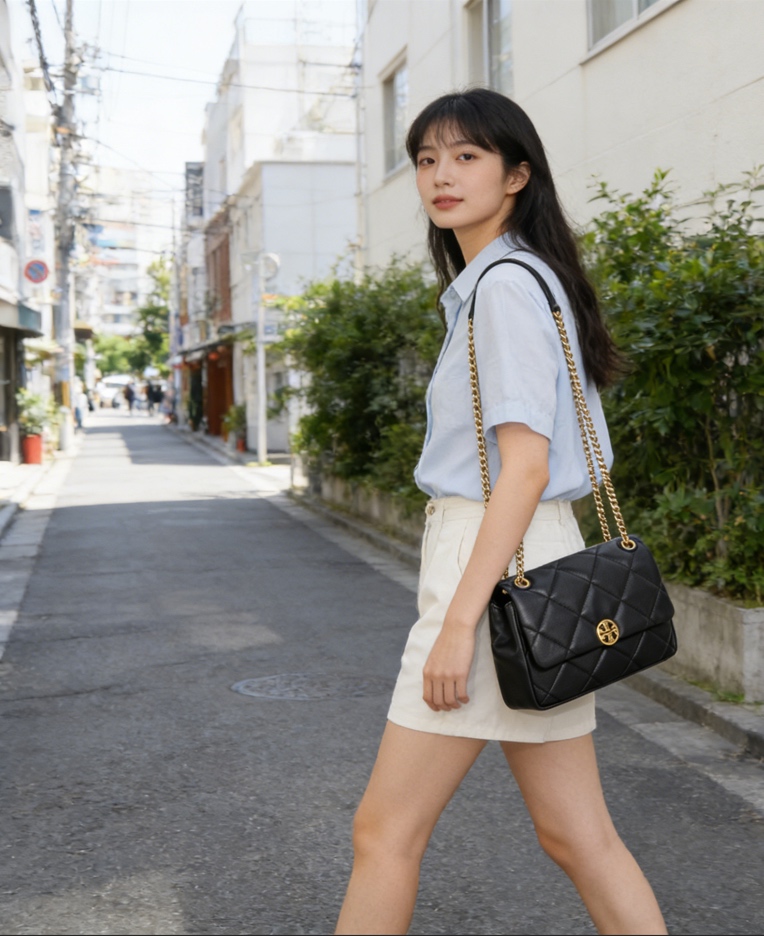 Tory Burch 方胖子链条菱格 休闲TB女包 尺寸27.5×8×18
