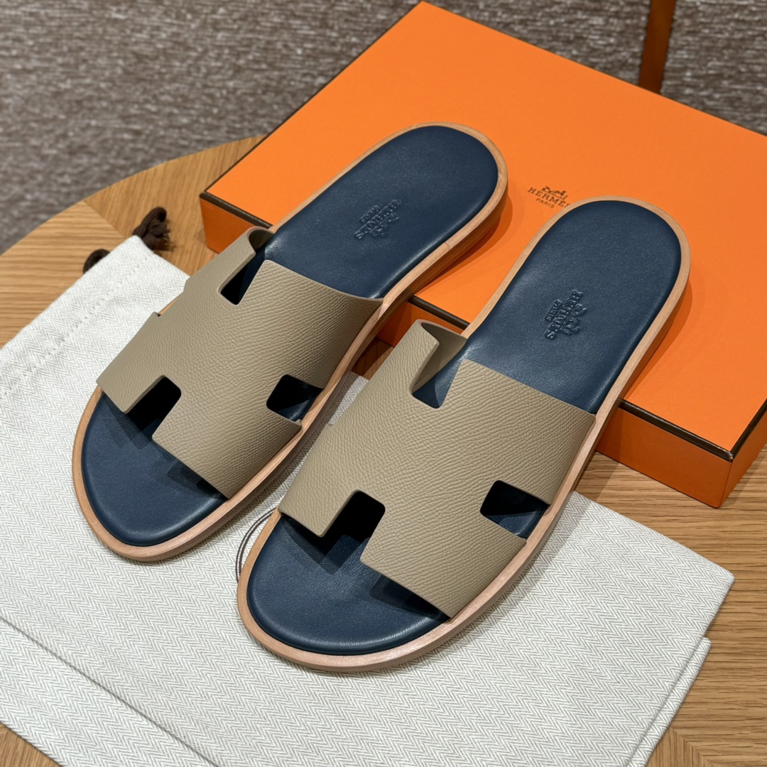 HERMES lzmir Epsom-掌紋 サンダル メンズ 春秋用 ファッション クラシック