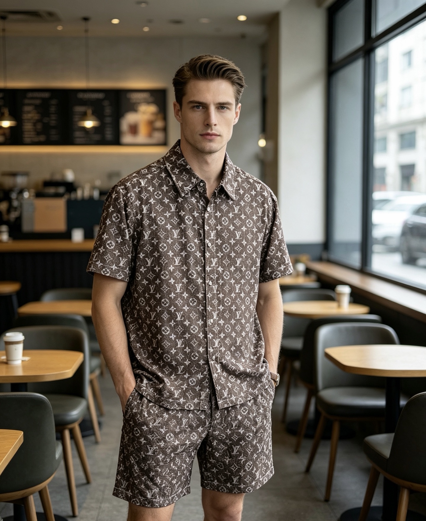 NO:929832,LV - Louis Vuitton, which started in 1854, continues to write legends with Monogram presbyopia. This casual suit combines the century-old brand heritage into shirts and shorts, and interprets the classic and timeless cool and high-end sense in daily wear.,, louis vuitton, louis vuitton, shorts, shirts,19860909LV-始于1854年的路易威登,以Monogram老花续写传奇.这套休闲套装,把百年品牌底蕴揉进衬衫与短裤,在日常穿搭里,演绎经典永不过时的清冷高级感.,,louis vuitton,louis vuitton,shorts,shirts,,Men's clothing