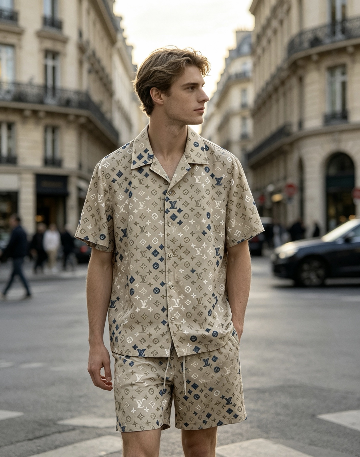 NO:838444,LV - Louis Vuitton, which started in 1854, continues to write legends with Monogram presbyopia. This casual suit combines the century-old brand heritage into shirts and shorts, and interprets the classic and timeless cool and high-end sense in daily wear.,, louis vuitton, louis vuitton, shorts, shirts,19860909LV-始于1854年的路易威登,以Monogram老花续写传奇.这套休闲套装,把百年品牌底蕴揉进衬衫与短裤,在日常穿搭里,演绎经典永不过时的清冷高级感.,,louis vuitton,louis vuitton,shorts,shirts,,Men's clothing