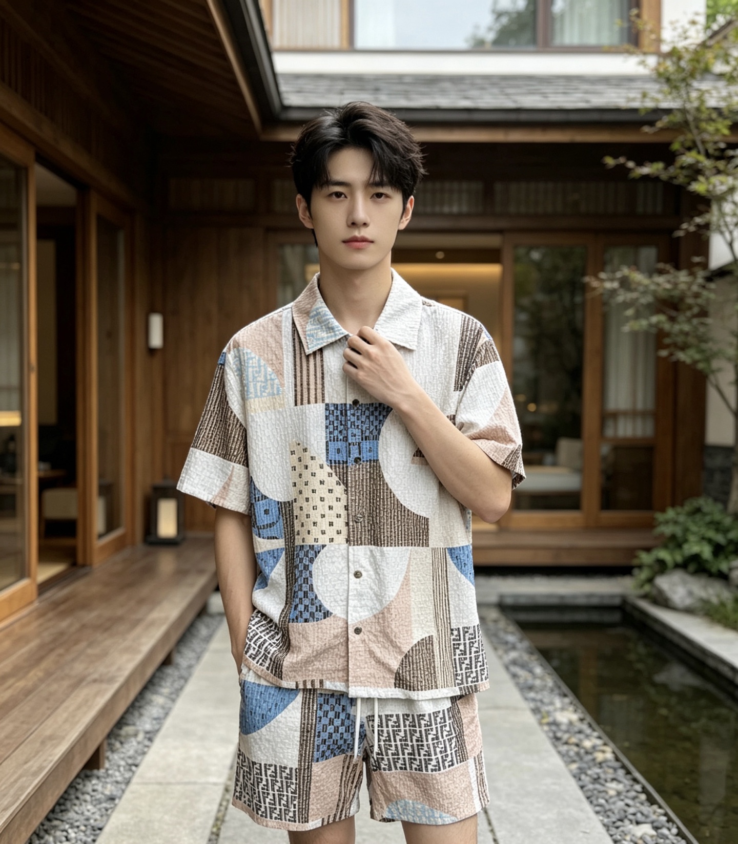NO:936007,Mainly recommend FENDI Fendi's new summer short-sleeved shorts suit, cotton and linen fiber shorts suit, the upper body effect is great, leisure and vacation boutique!  Light luxury style, simple and elegant!  Size M-XXXL H2026 new model debut,, fendi, fendi, shorts, T-shirt,19860909主推 FENDI 芬迪夏季新款 短袖短裤套装,棉麻纤维面料短裤套装,上身效果非常棒,休闲度假精品！轻奢风格简约大气！ 尺码M-XXXL H2026新款首发,,fendi,fendi,shorts,T-shirt,,Men's clothing