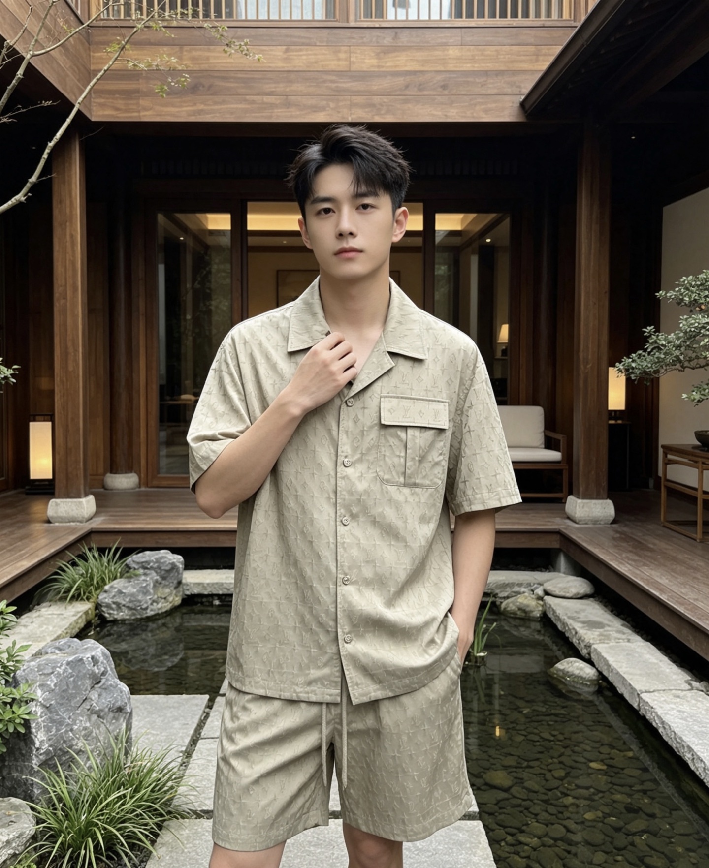 NO:936010,Mainly recommend LV Louis Vuitton's new summer short-sleeved shorts suit, cotton and linen fiber shorts suit, the upper body effect is great, leisure and vacation boutique!  Light luxury style, simple and elegant!  Size M-XXXL H2026 new model debut,,louis vuitton,louis vuitton,shorts,T-shirt,19860909主推 LV 路易威登夏季新款 短袖短裤套装,棉麻纤维面料短裤套装,上身效果非常棒,休闲度假精品！轻奢风格简约大气！ 尺码M-XXXL H2026新款首发,,louis vuitton,louis vuitton,shorts,T-shirt,,Men's clothing
