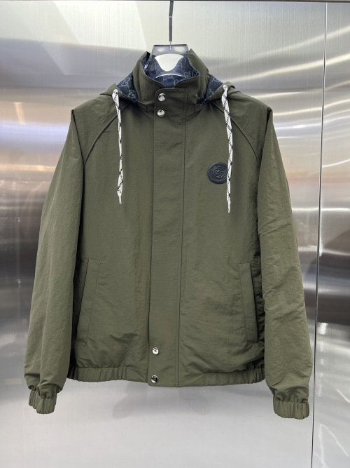 Gucci Reversible Windbreaker Jacket - Olive Green, Drawstring Hood, Unisex 1 Gucci Reversible Windbreaker Jacket - Olive Green, Drawstring Hood, Unisex