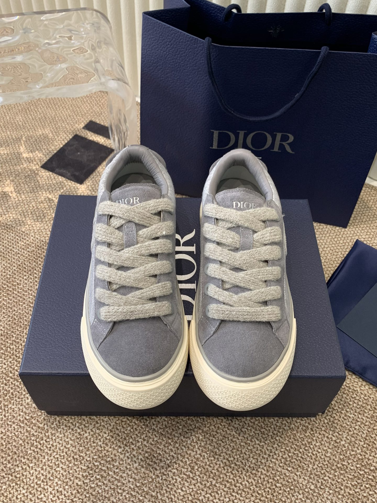 High Quality AAA Replica
 Dior Skateboard Shoes Grey Unisex Calfskin Canvas Cowhide TPU Diamond Casual