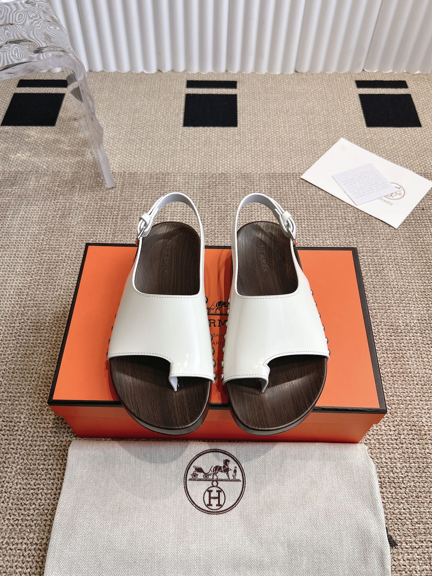 Hermès 280 Hermes爱马仕二舅鞋h型厚底木底凉鞋拖鞋‼