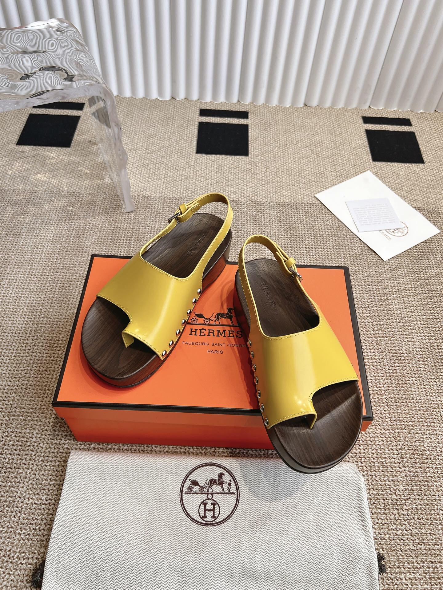 Hermès 280 Hermes爱马仕二舅鞋h型厚底木底凉鞋拖鞋‼