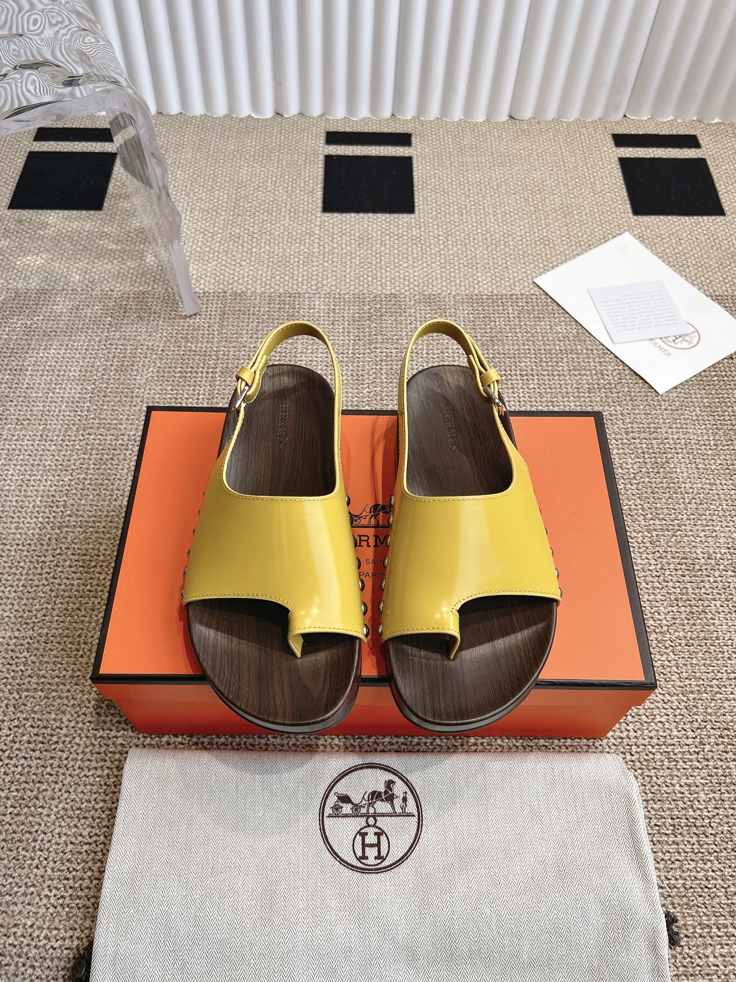 Hermès 280 Hermes爱马仕二舅鞋h型厚底木底凉鞋拖鞋‼