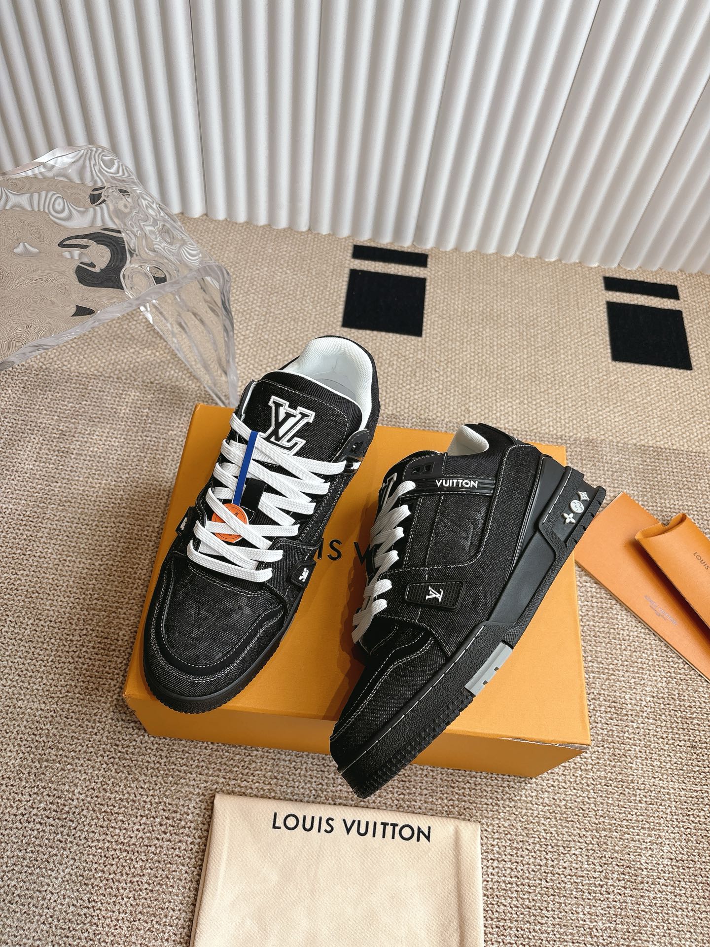 Louis Vuitton Trainer Sneakers, Monogram Leather Patchwork, Black, Size 35-45 5 i1743838025097 2157 0 3