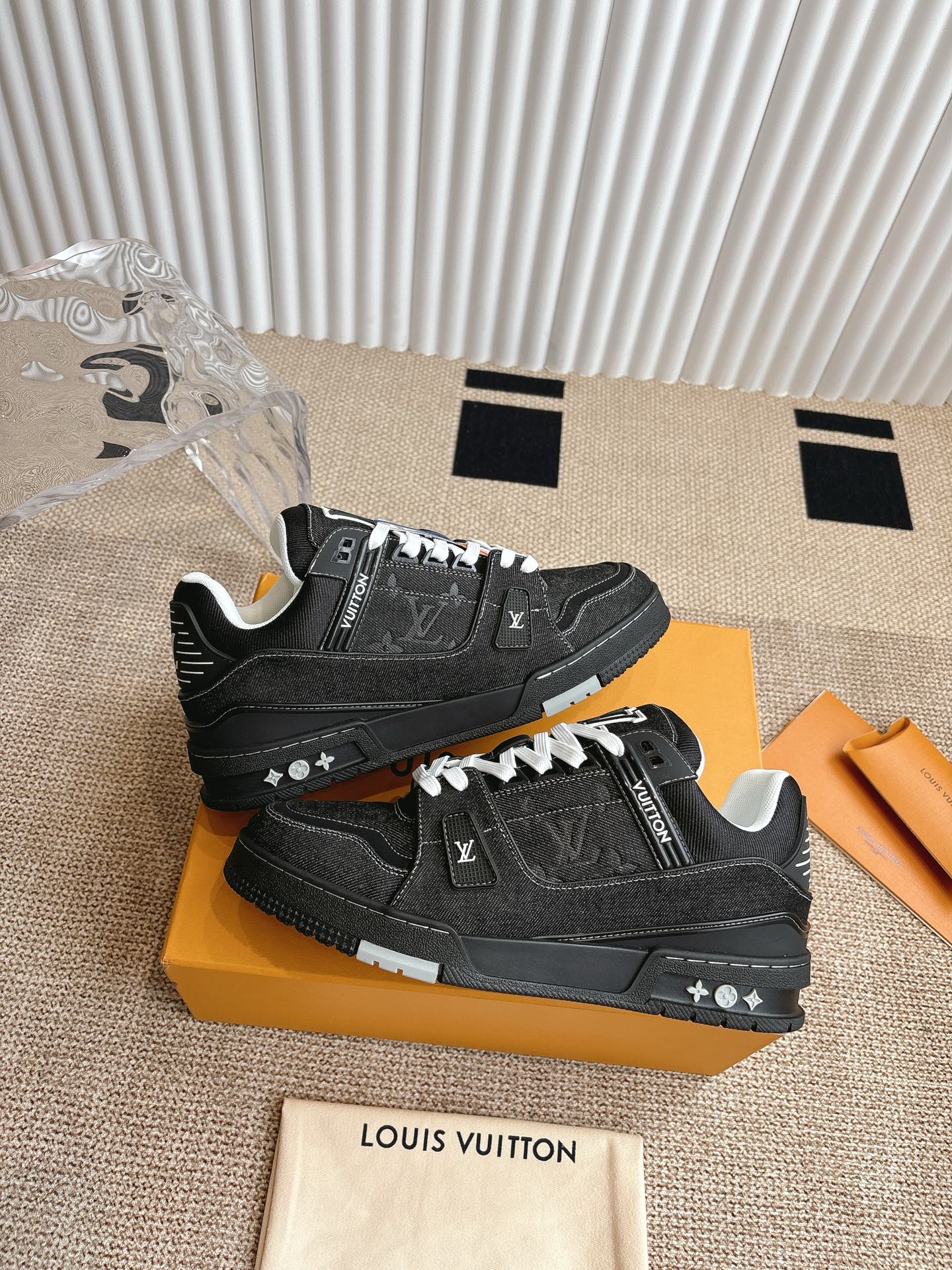 Louis Vuitton Trainer Sneakers, Monogram Leather Patchwork, Black, Size 35-45 6 i1743838026131 1639 0 4