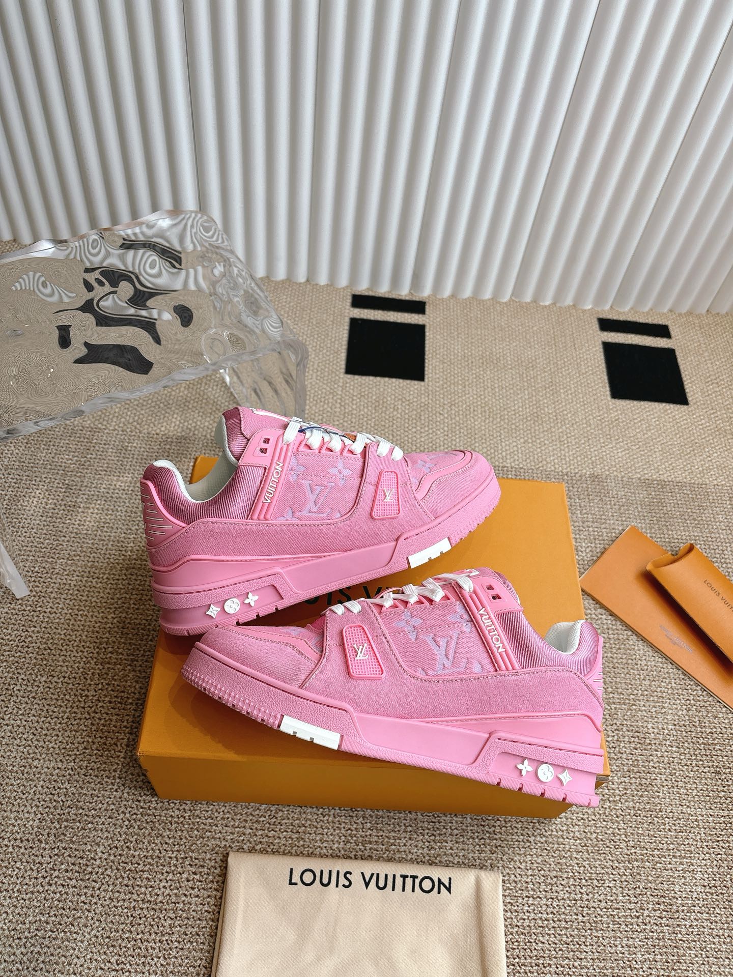 Louis Vuitton Trainer Pink Monogram Leather Sneakers, 2024 Collection 5 i1743838204135 1613 0 4