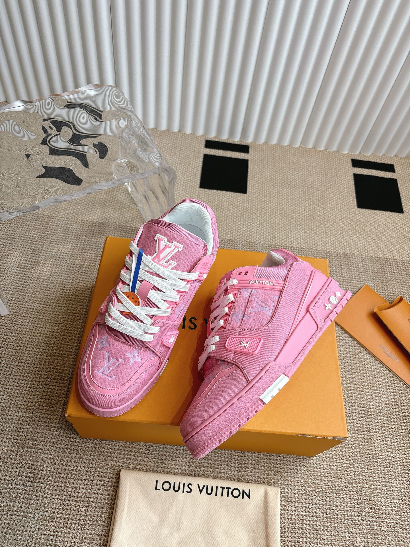 Louis Vuitton Trainer Pink Monogram Leather Sneakers, 2024 Collection 4 i1743838204171 2454 0 3