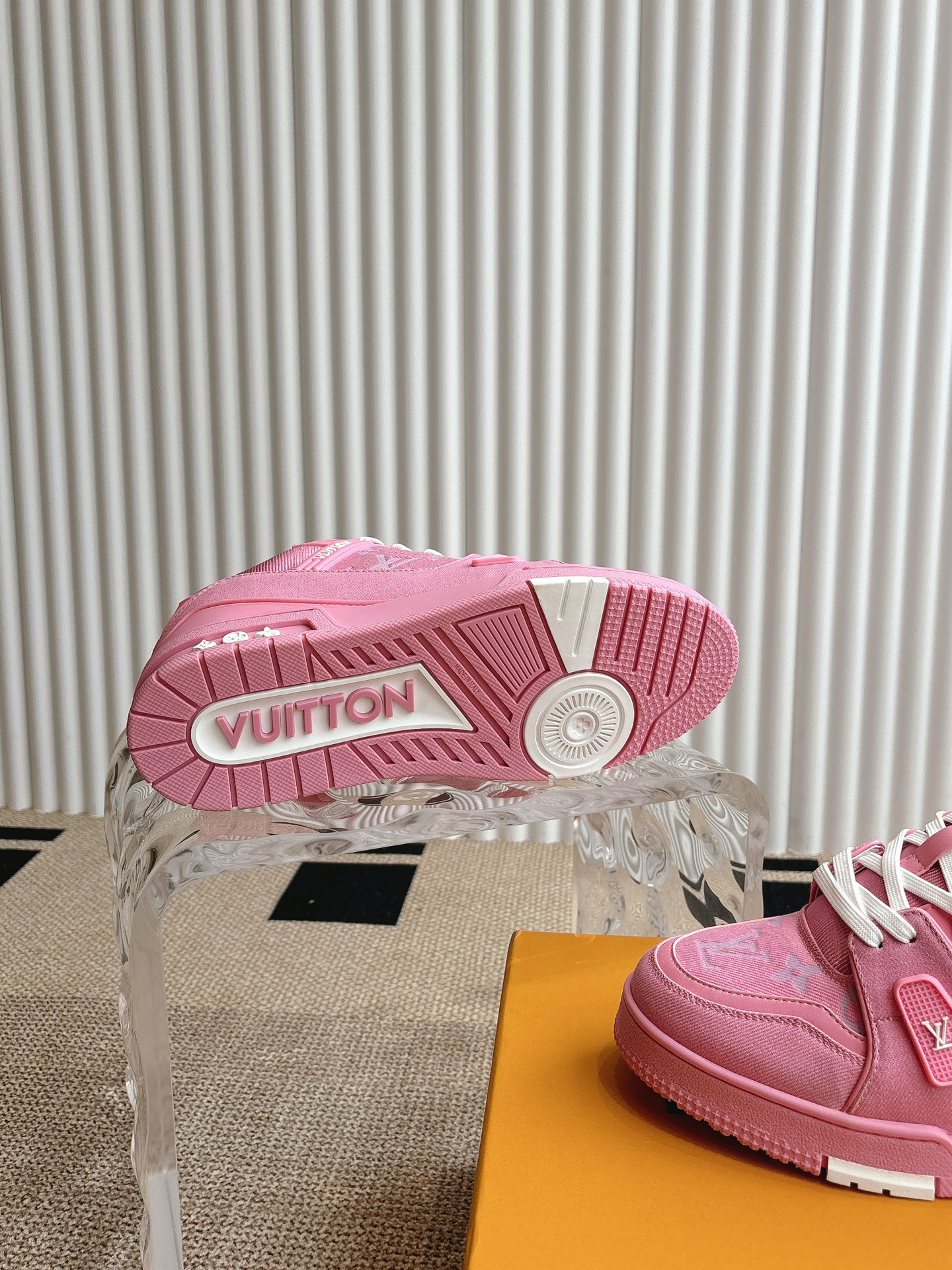 Louis Vuitton Trainer Pink Monogram Leather Sneakers, 2024 Collection 9 i1743838204198 2432 0 8