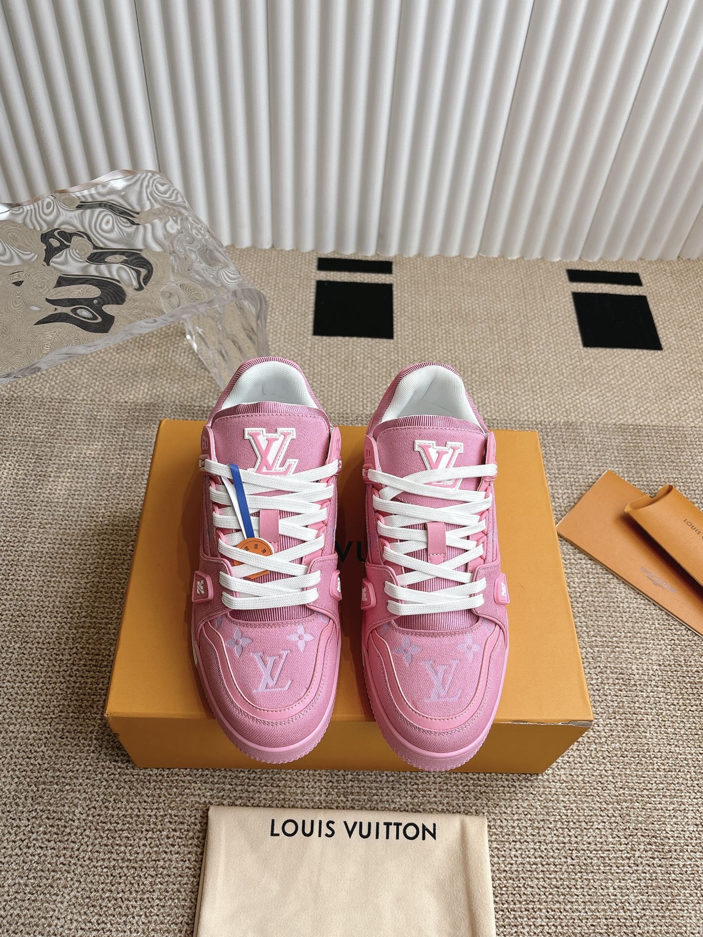 Louis Vuitton Trainer Pink Monogram Leather Sneakers, 2024 Collection 1 i1743838204272 5143 0 0