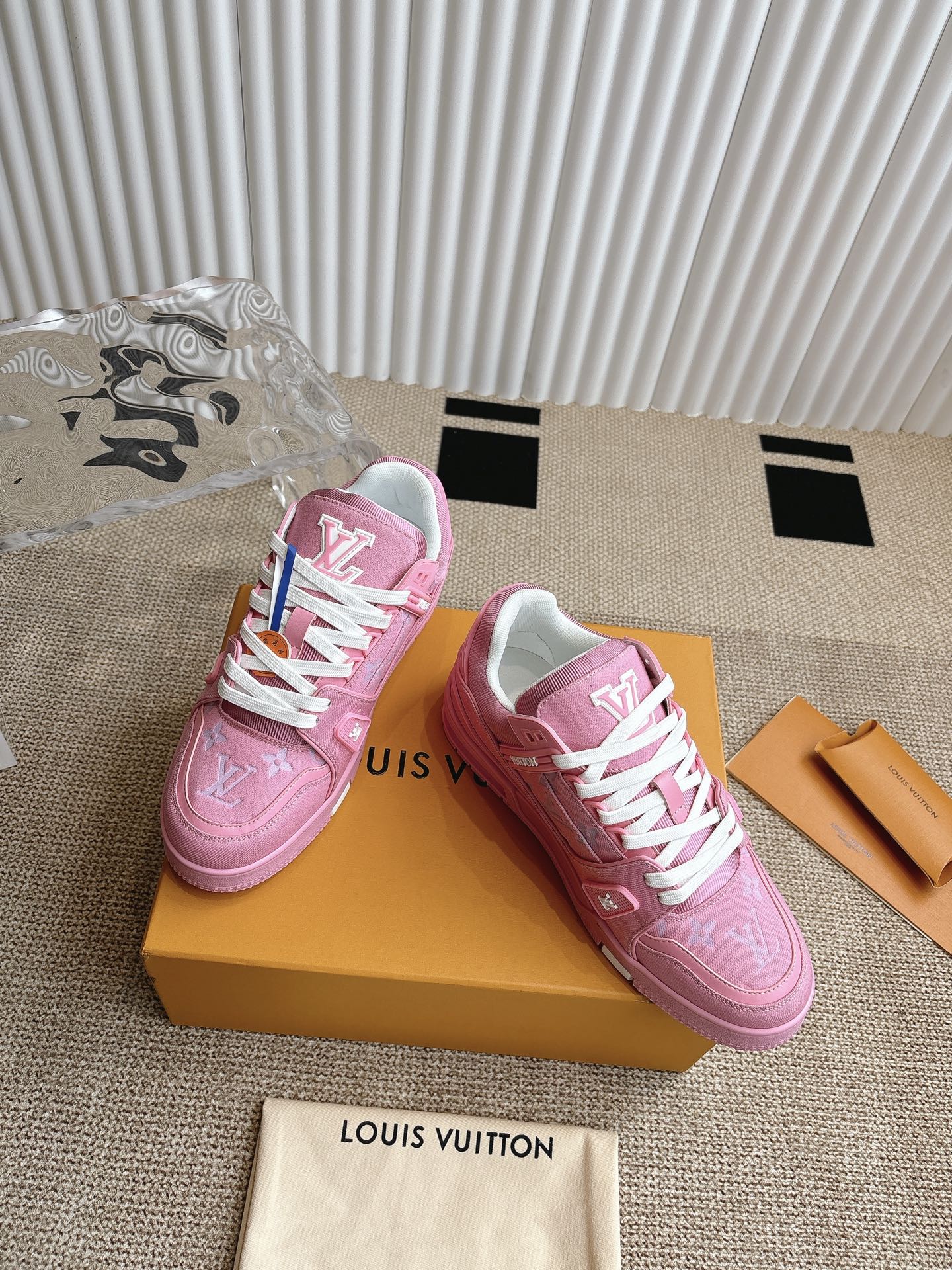 Louis Vuitton Trainer Pink Monogram Leather Sneakers, 2024 Collection 2 i1743838204275 2768 0 1