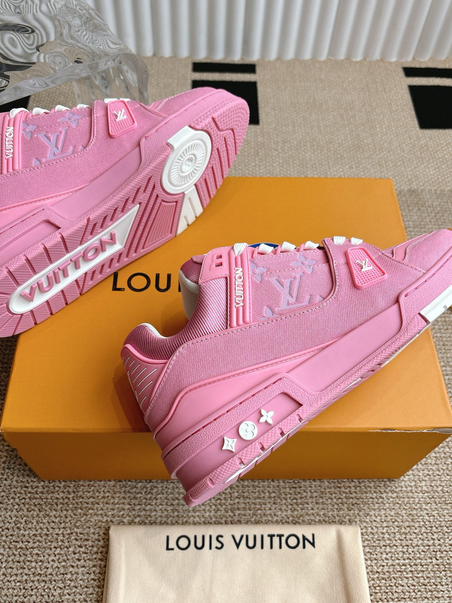 Louis Vuitton Trainer Pink Monogram Leather Sneakers, 2024 Collection 8 i1743838206474 6007 0 7