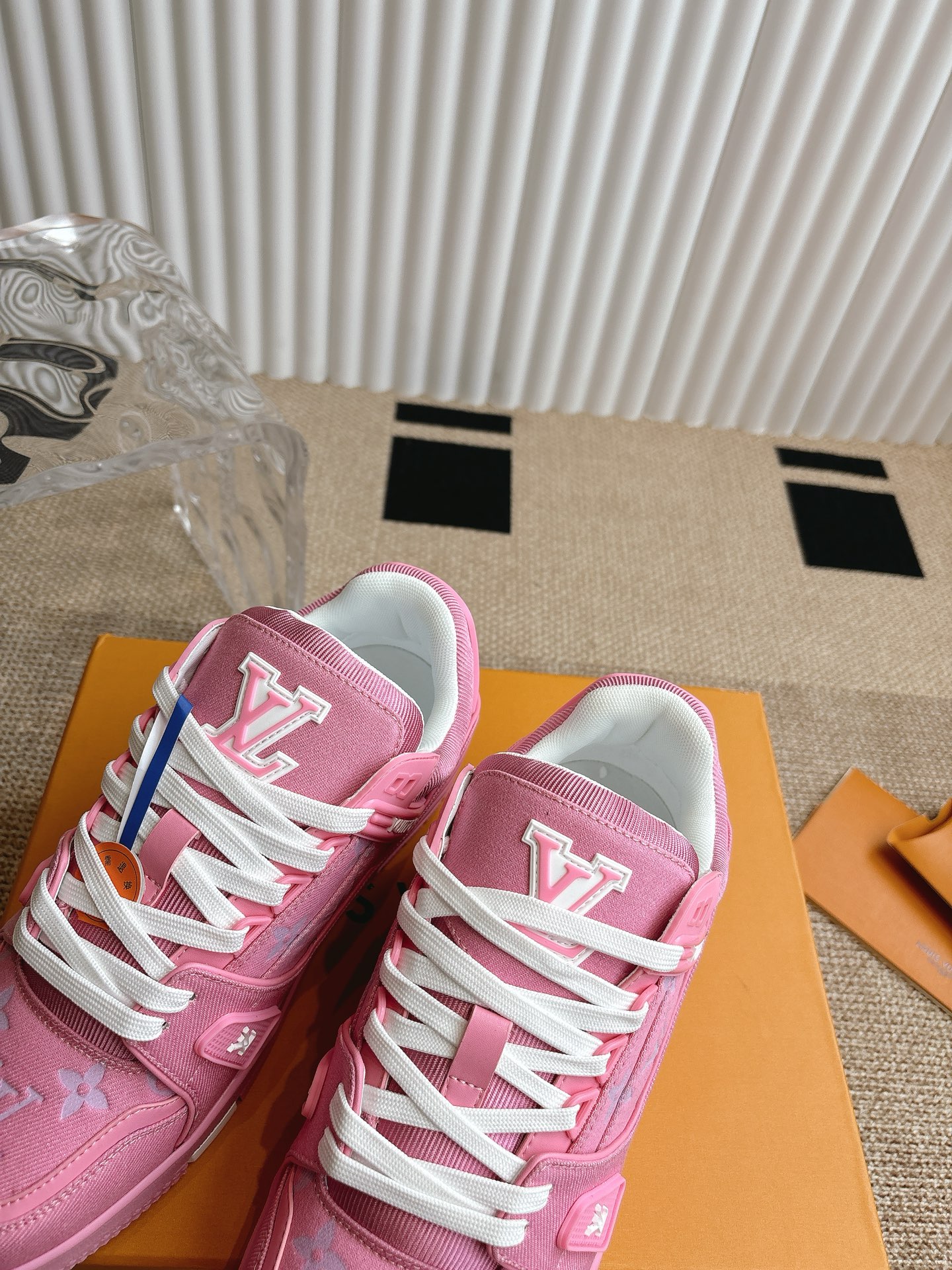 Louis Vuitton Trainer Pink Monogram Leather Sneakers, 2024 Collection 6 i1743838206483 3376 0 5