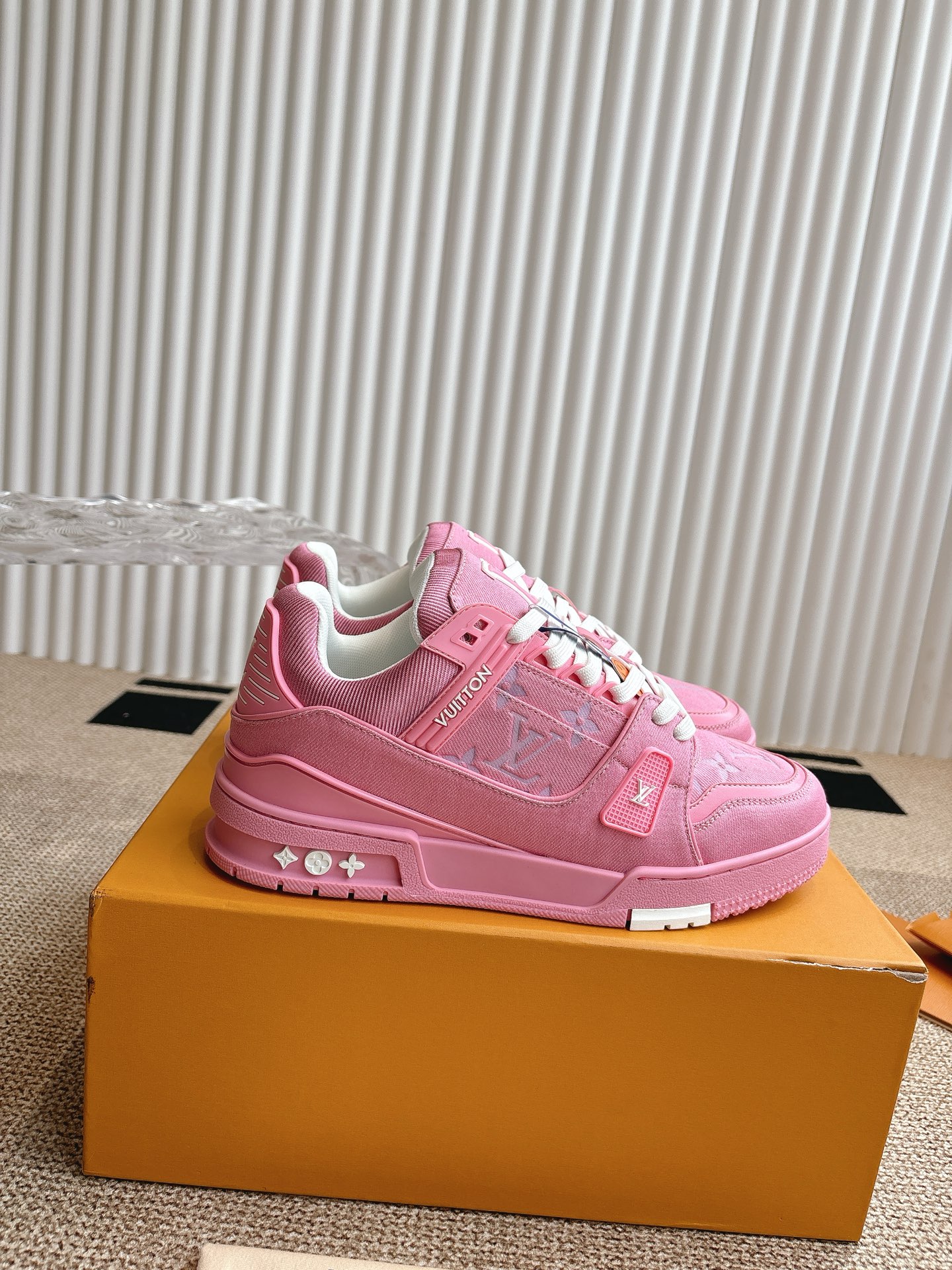Louis Vuitton Trainer Pink Monogram Leather Sneakers, 2024 Collection 3 i1743838206511 5405 0 2