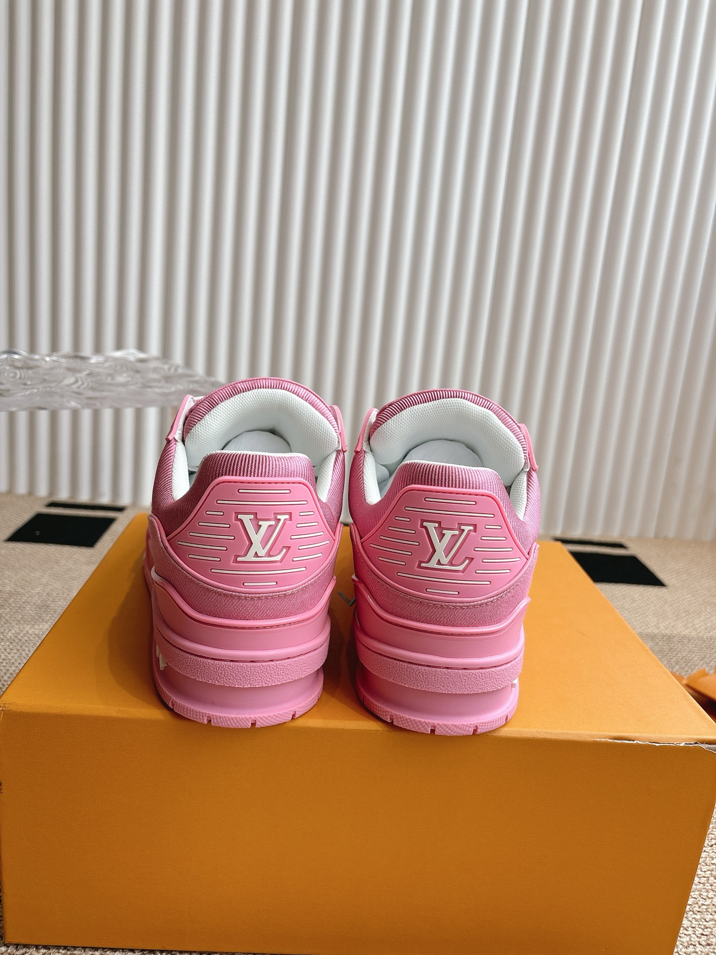 Louis Vuitton Trainer Pink Monogram Leather Sneakers, 2024 Collection 7 i1743838206535 5694 0 6