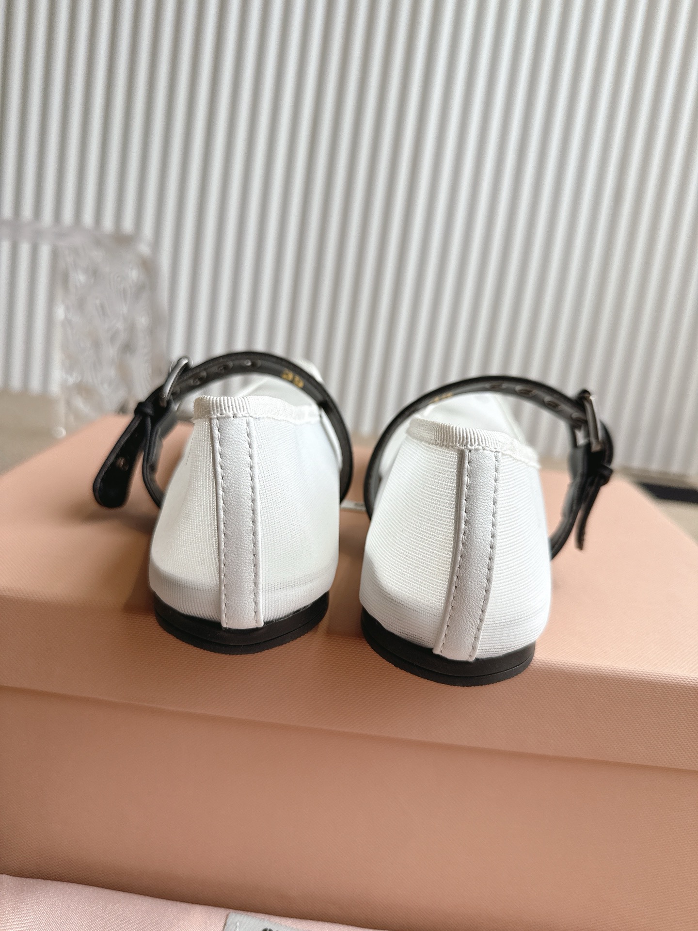Miu Miu Women's White Mesh Ballerina Flats with Black Strap 9 i1746416299910 8452 0 7