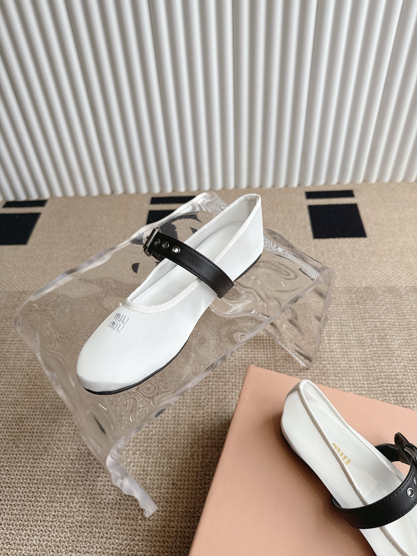 Miu Miu Women's White Mesh Ballerina Flats with Black Strap 5 i1746416301208 5519 0 3