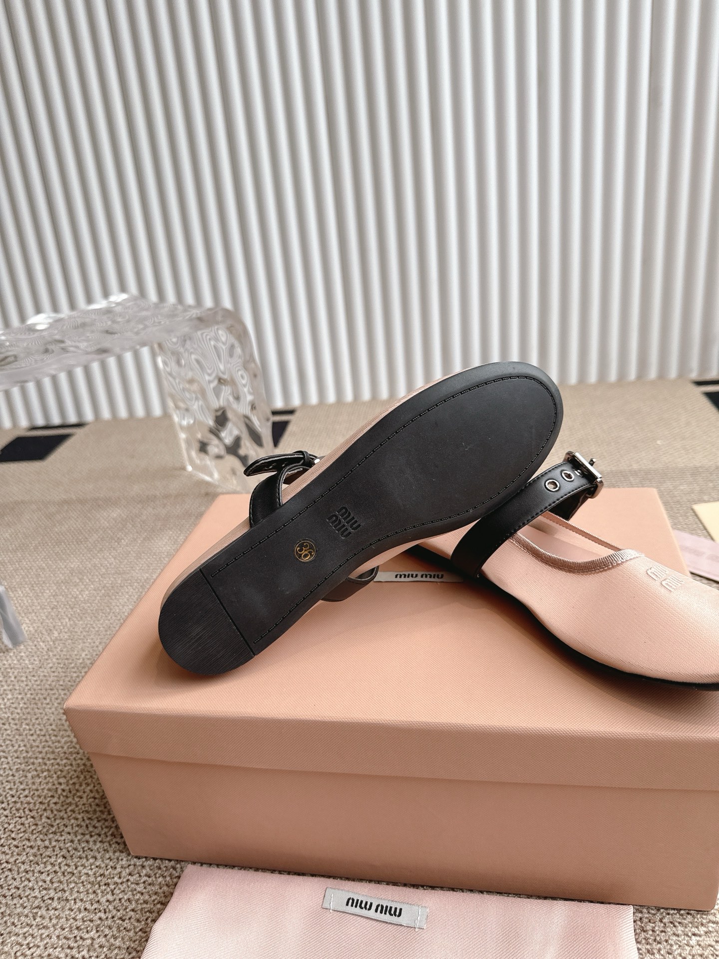 Miu Miu Women's Ballet Flats Leather Strap Mesh Shoes Size 35-40 10 i1746416339771 8250 0 8