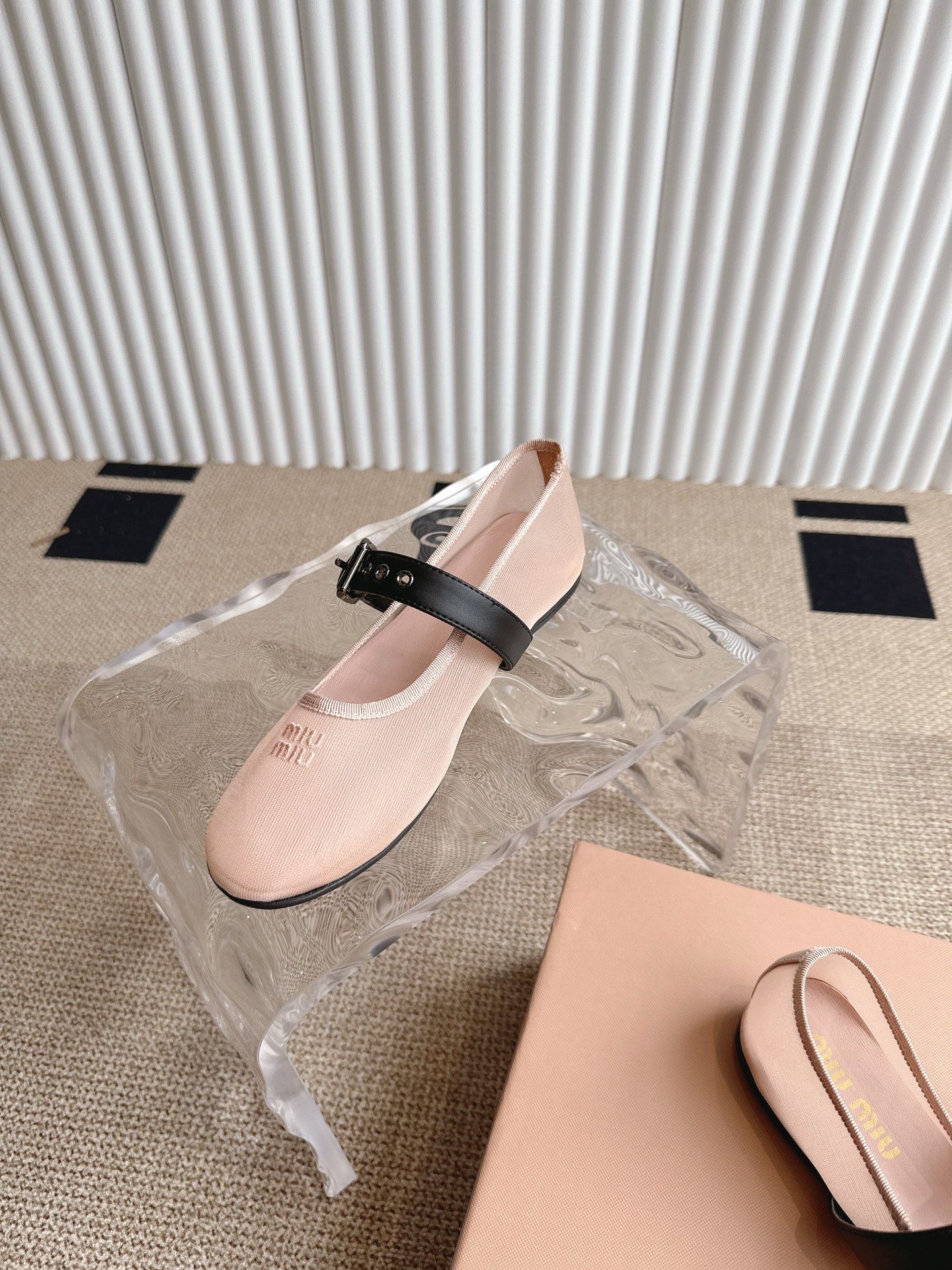 Miu Miu Women's Ballet Flats Leather Strap Mesh Shoes Size 35-40 6 i1746416339775 4157 0 4