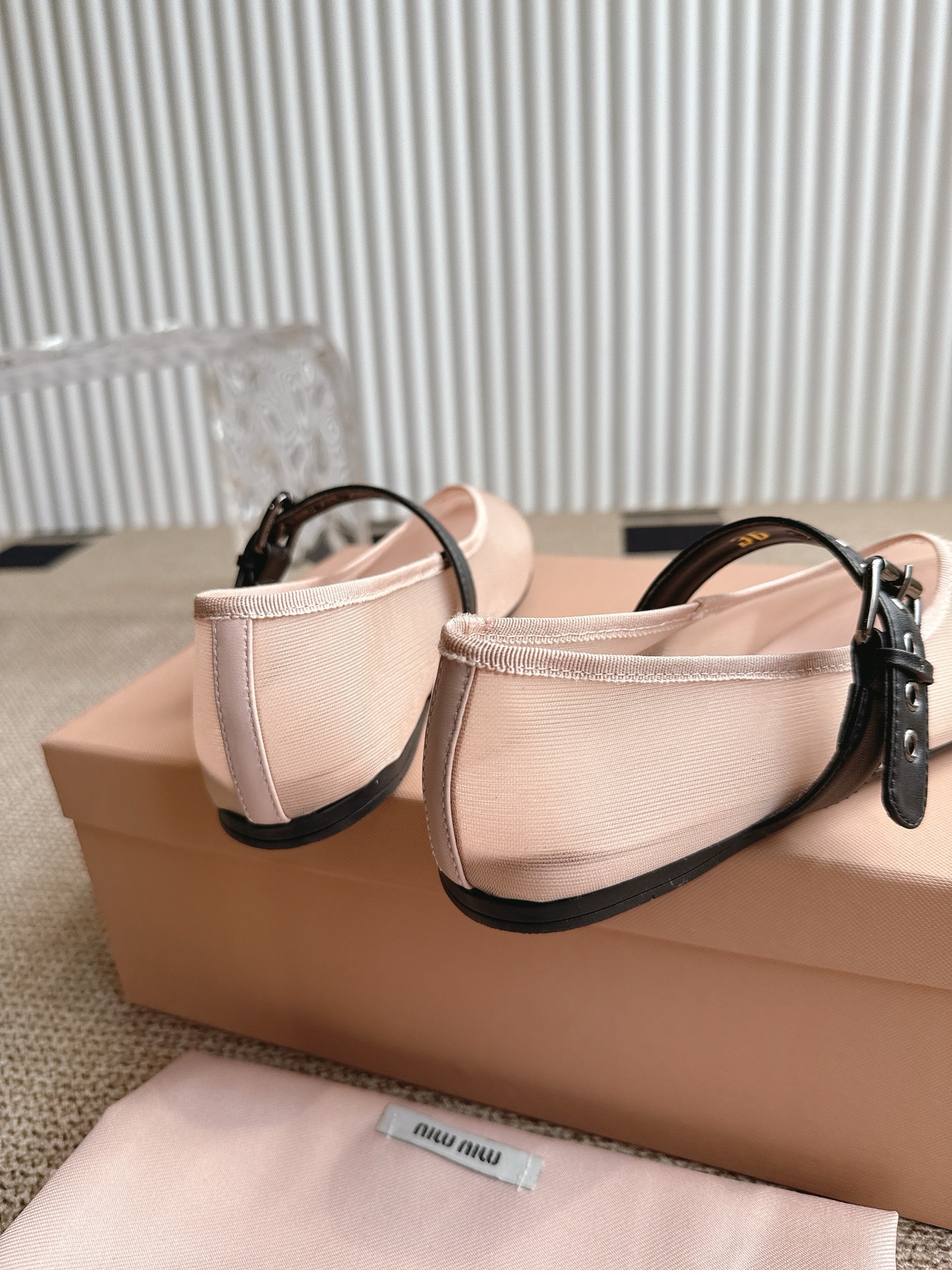Miu Miu Women's Ballet Flats Leather Strap Mesh Shoes Size 35-40 9 i1746416339810 9587 0 7