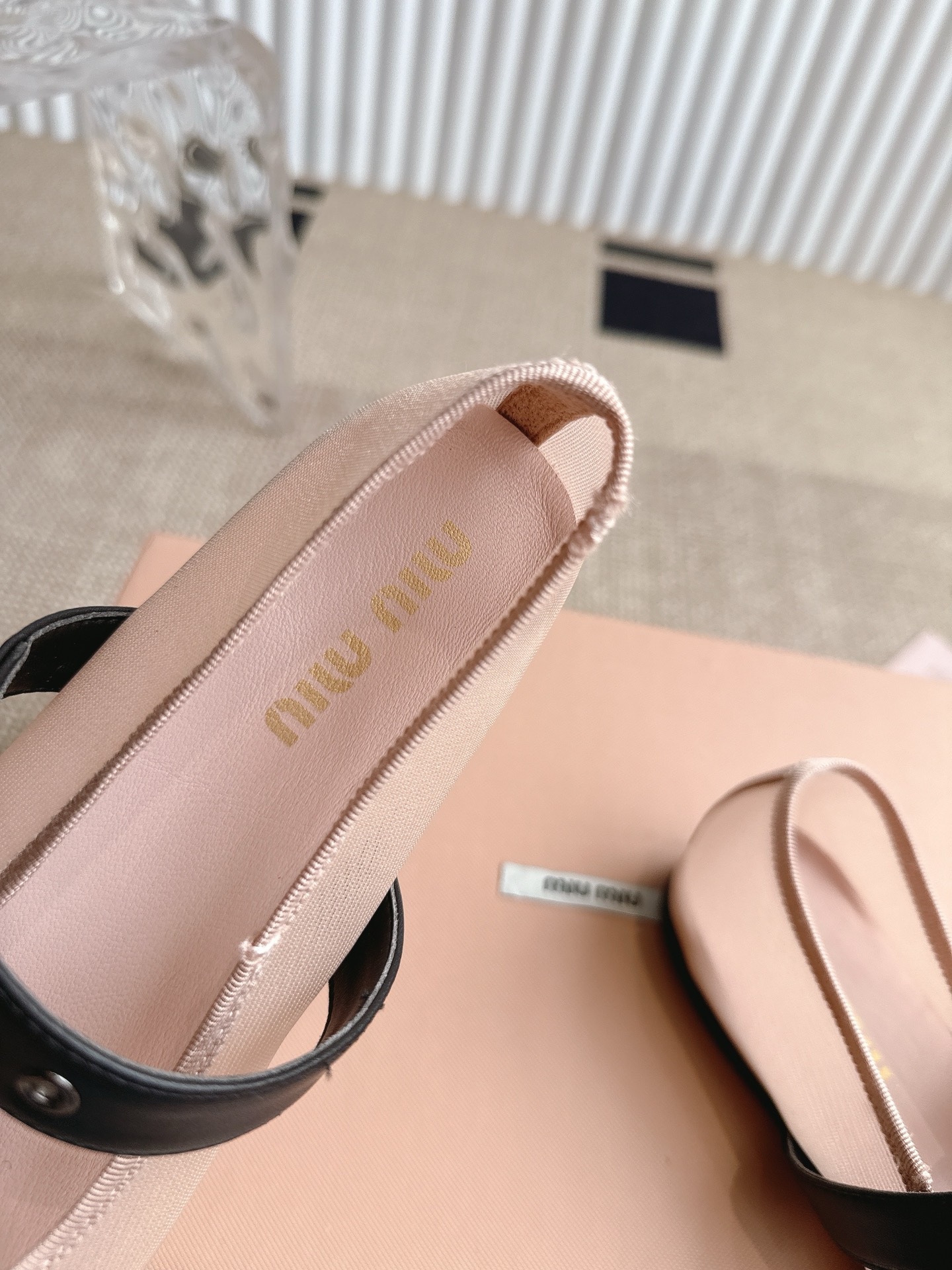 Miu Miu Women's Ballet Flats Leather Strap Mesh Shoes Size 35-40 7 i1746416341098 3464 0 5