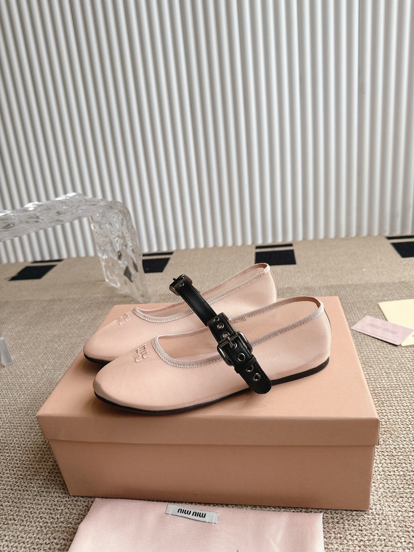 Miu Miu Women's Ballet Flats Leather Strap Mesh Shoes Size 35-40 3 i1746416341113 7031 0 1