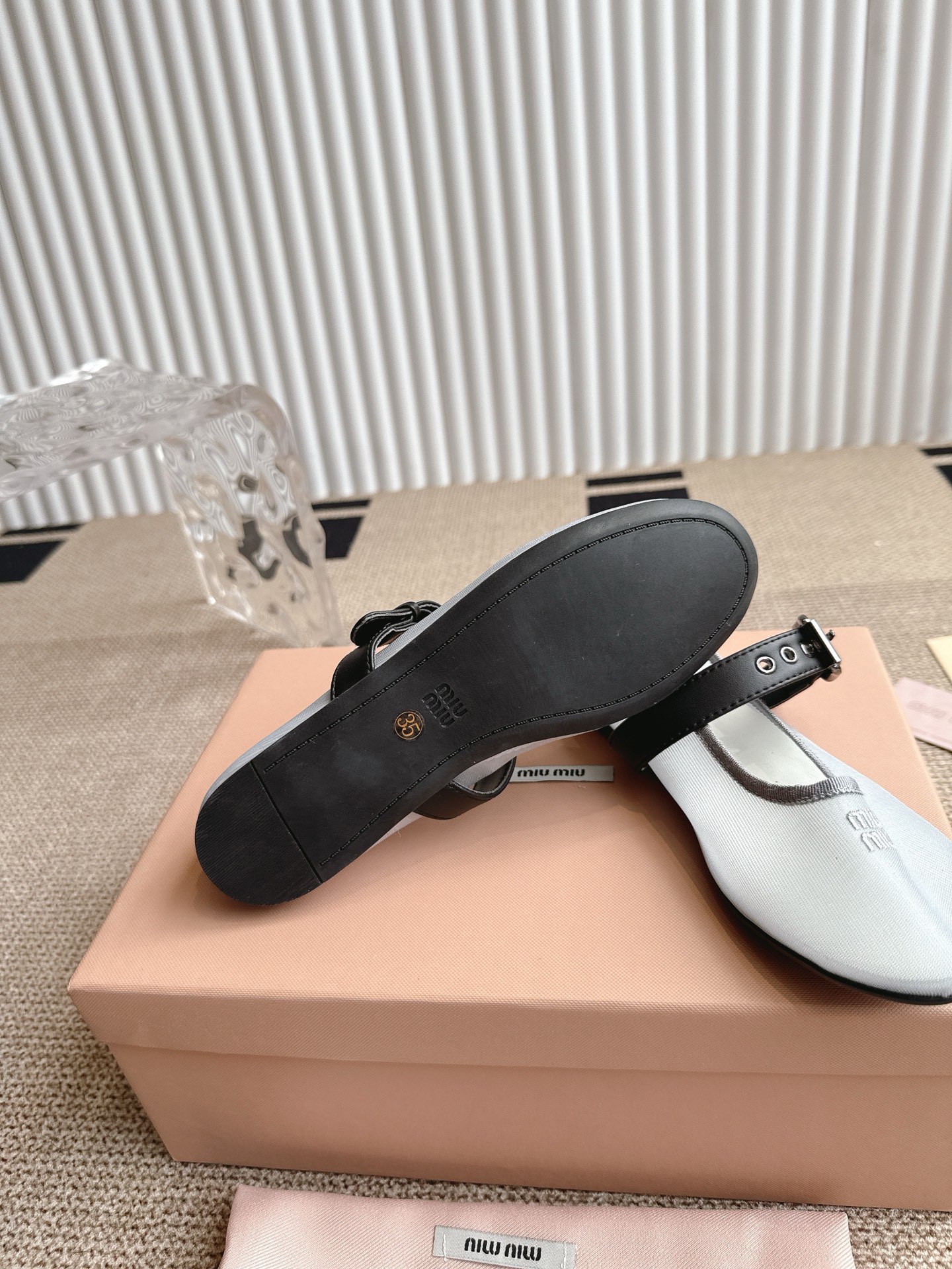 Miu Miu Women's Ballet Flats with Buckle-Strap Detail, White, Sizes 35-40 10 i1746416358861 9873 0 1