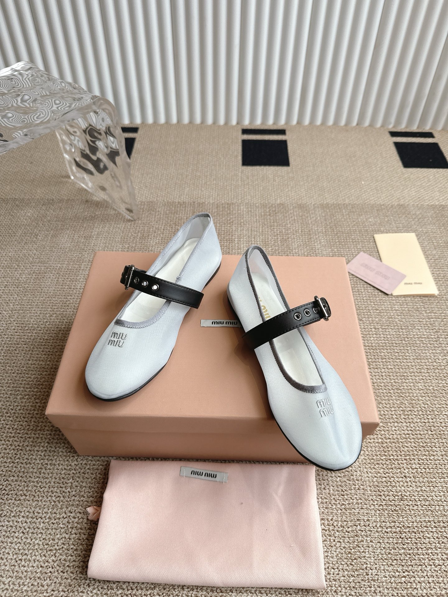 Miu Miu Women's Ballet Flats with Buckle-Strap Detail, White, Sizes 35-40 4 i1746416371658 2797 0 2