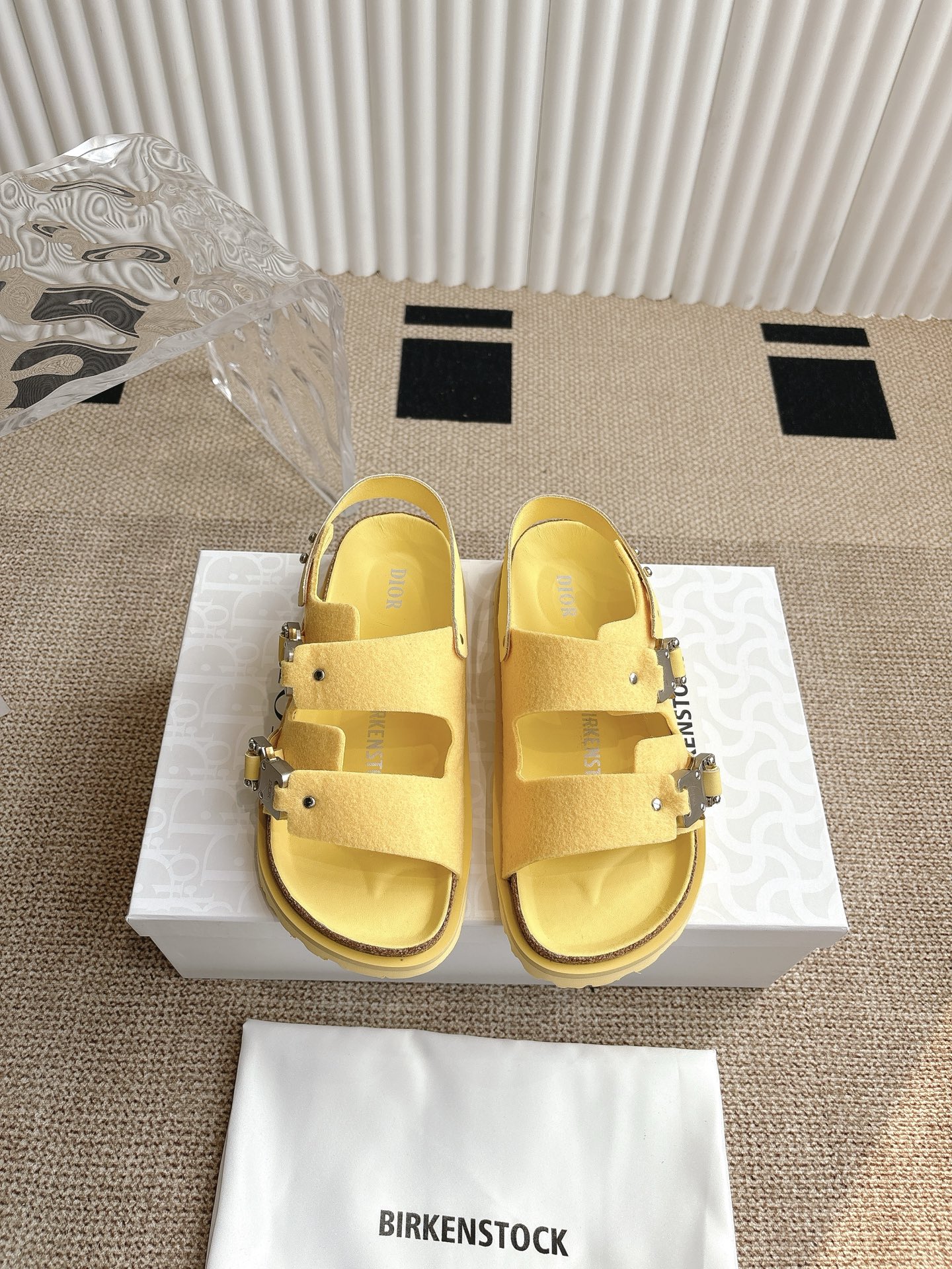 Dior x Birkenstock Limited Edition Yellow Sandals Slides | Size 35-45 2 i1746555125872 5542 0 0