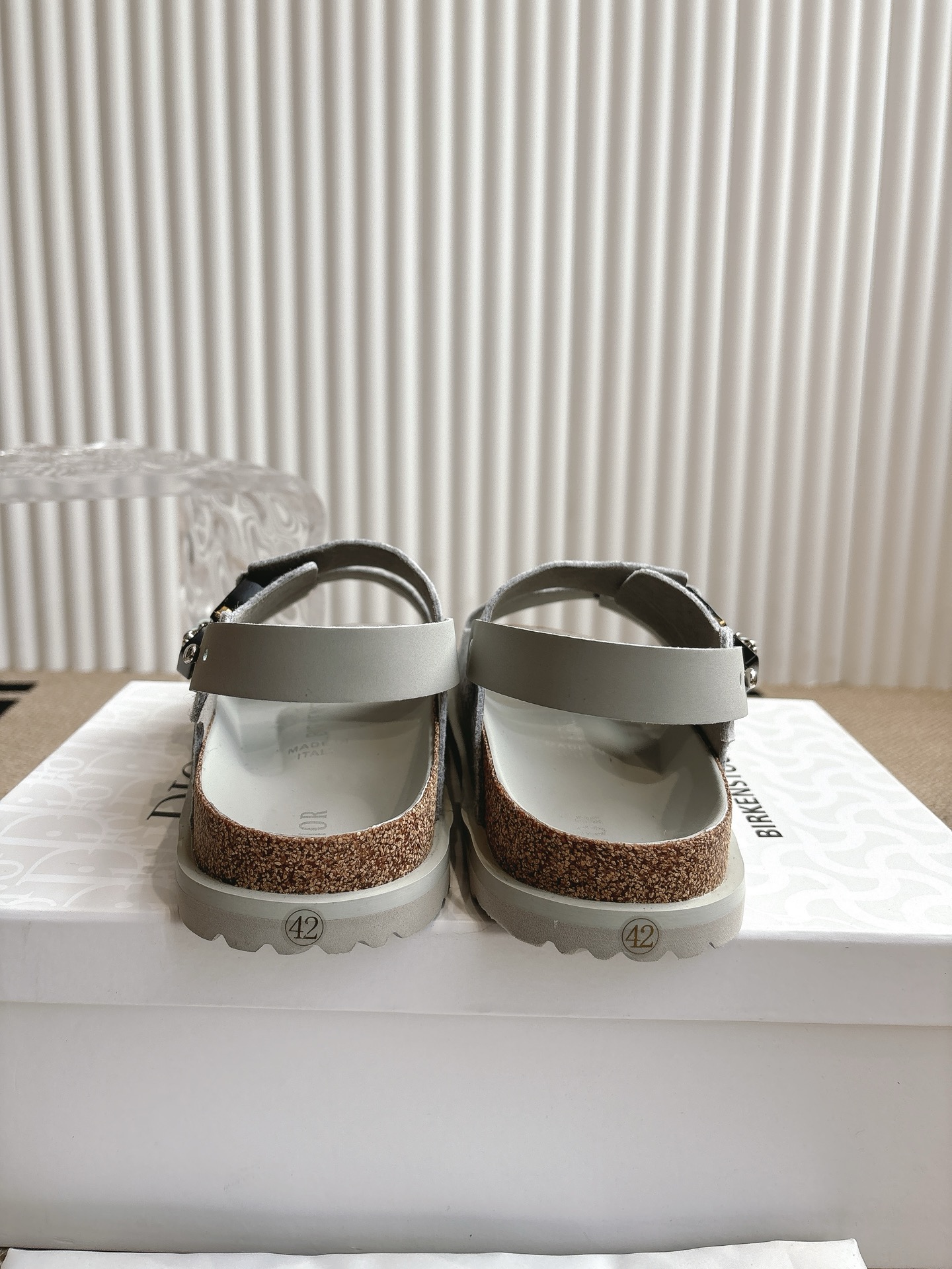 Dior x Birkenstock Limited Edition Gray Felt Sandals Slides Shoes 8 i1746555349328 6357 0 7