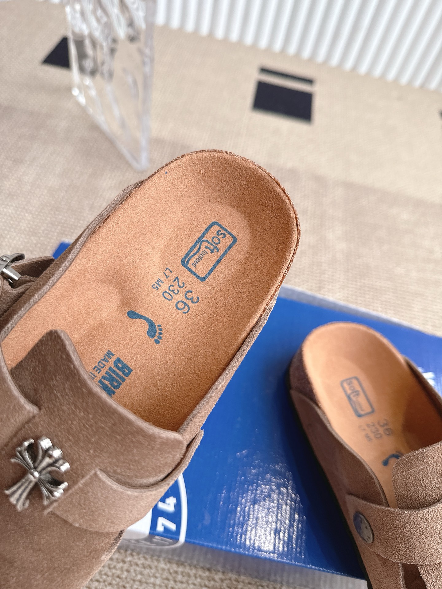 Birkenstock Boston Suede Leather Clogs with Cross Ornament, Unisex 7 i1746809554272 4745 0 5