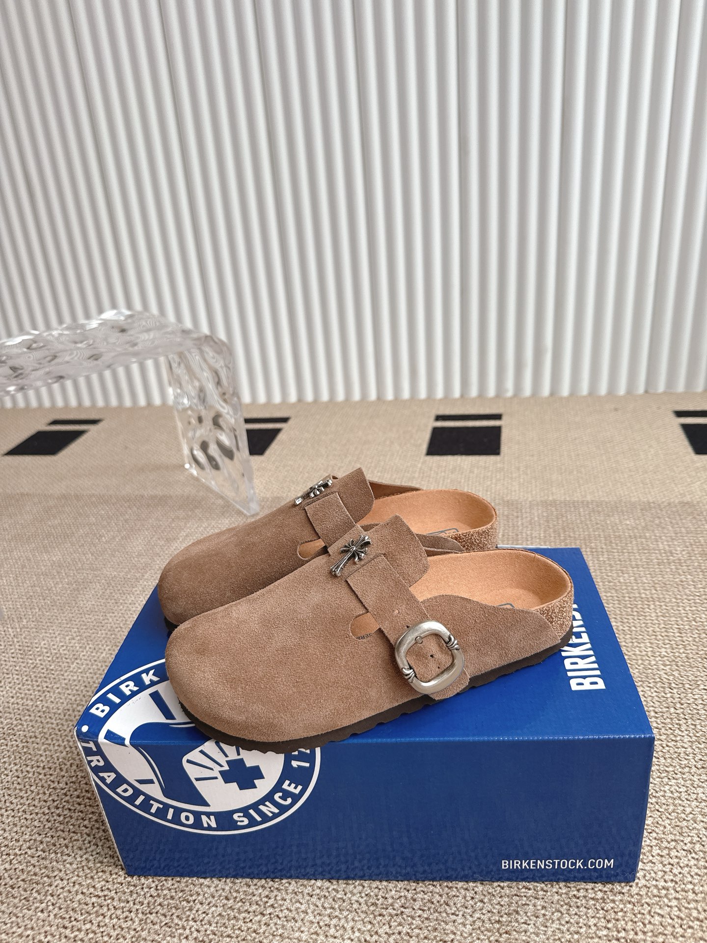 Birkenstock Boston Suede Leather Clogs with Cross Ornament, Unisex 3 i1746809554302 1221 0 1