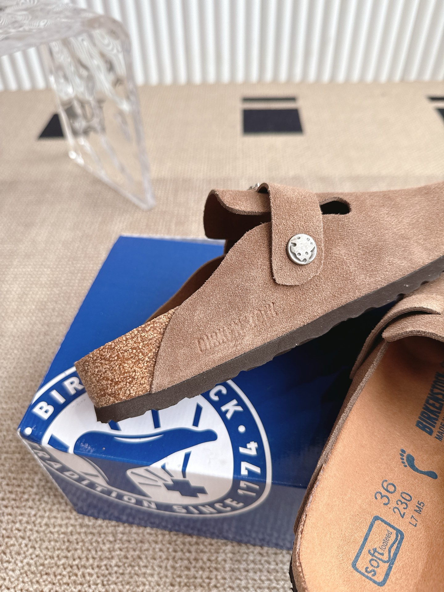 Birkenstock Boston Suede Leather Clogs with Cross Ornament, Unisex 9 i1746809558440 8344 0 7