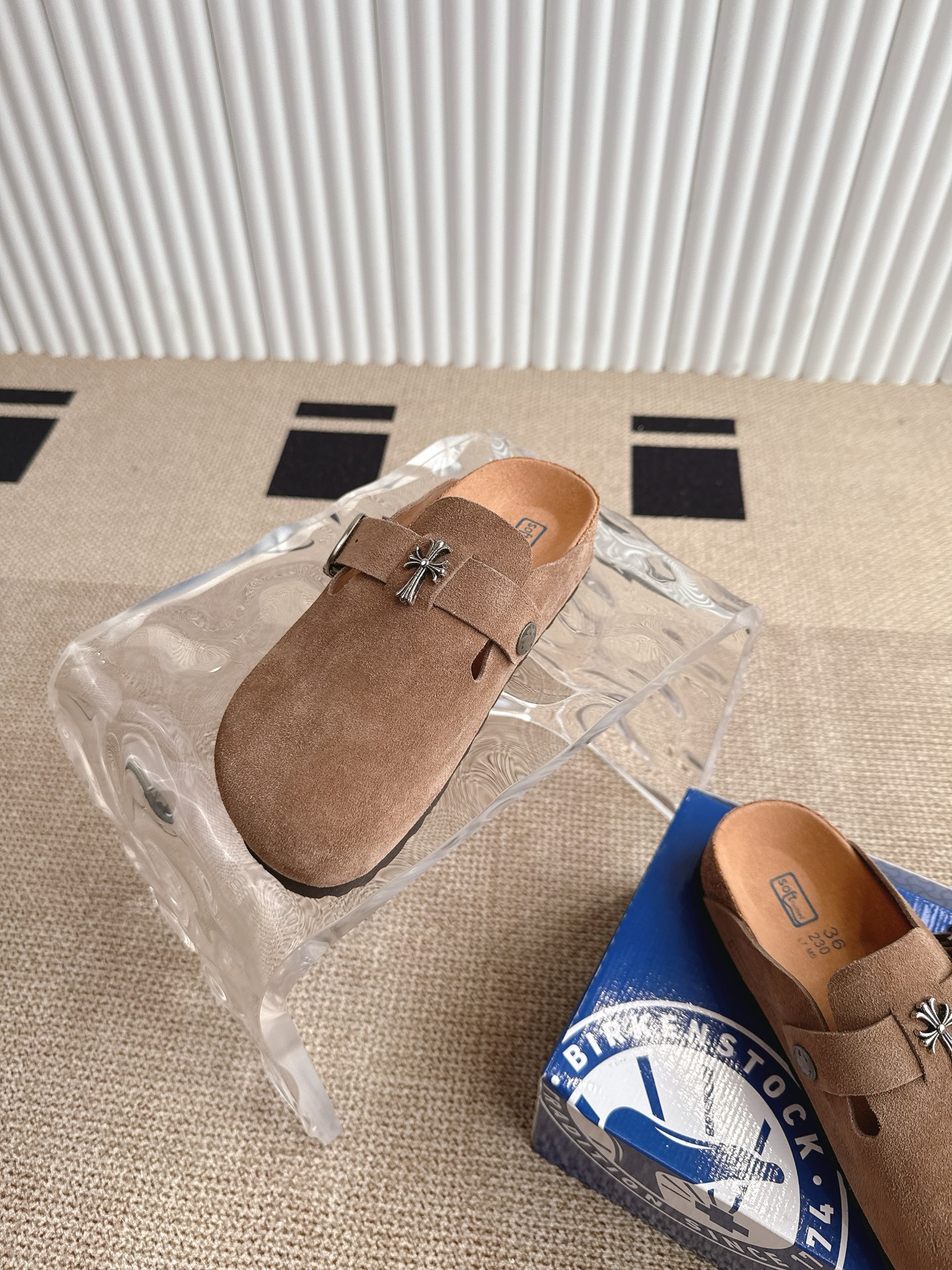 Birkenstock Boston Suede Leather Clogs with Cross Ornament, Unisex 6 i1746809558566 3394 0 4