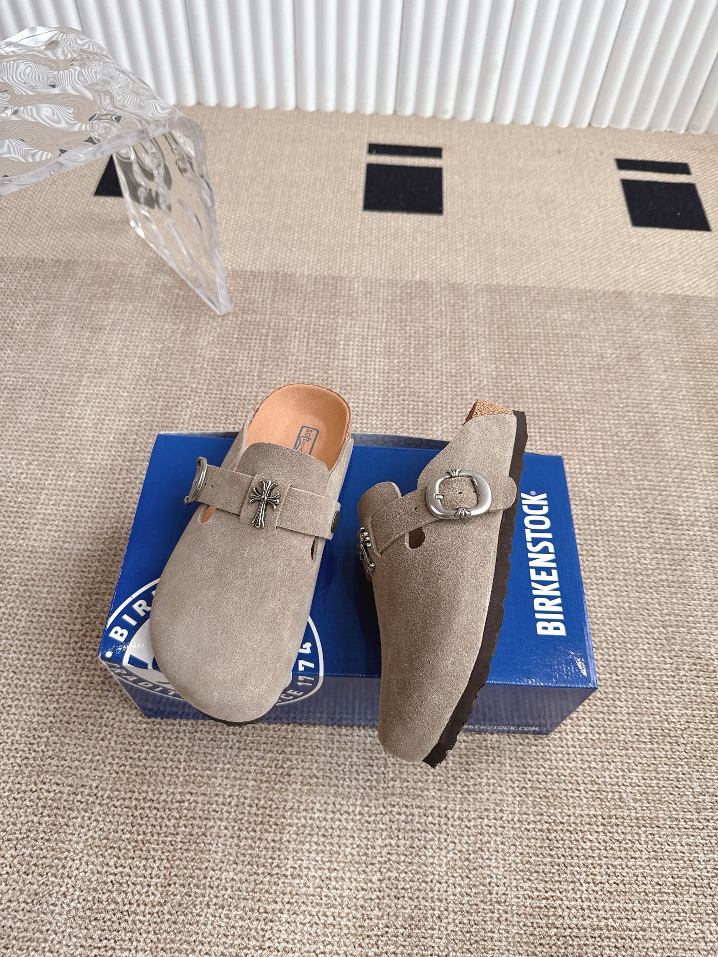 Birkenstock Boston Suede Leather Clogs with Cross Buckle - Unisex Sandals 4 i1746810978010 609 0 2