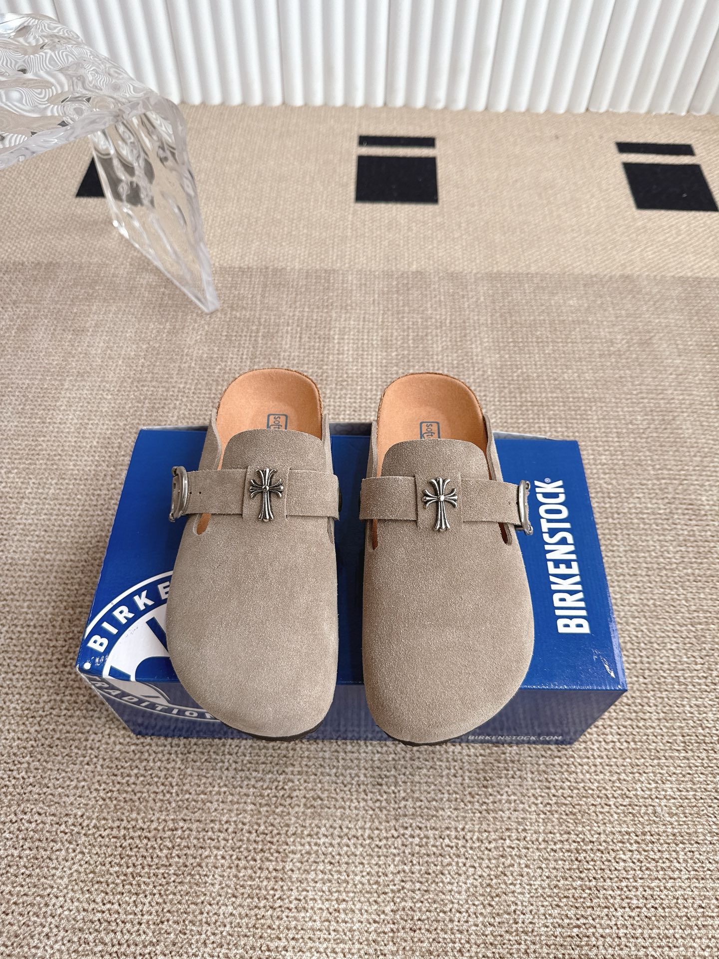 Birkenstock Boston Suede Leather Clogs with Cross Buckle - Unisex Sandals 2 i1746810978088 8030 0 0