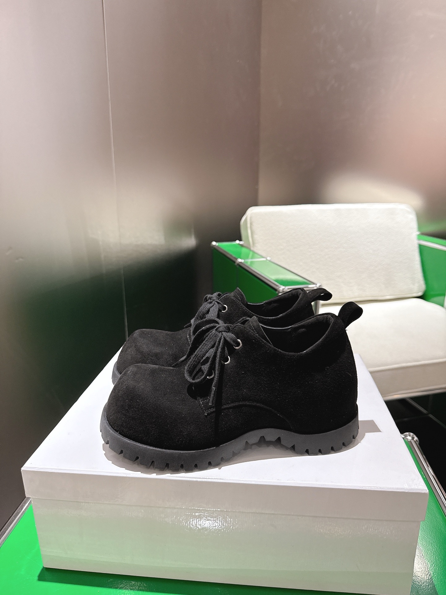 Classic Black Lace-Up Ankle Boots Thick Platform Round Toe for Women