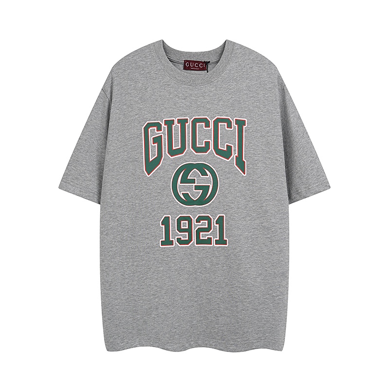 Disponible todo el año, no se retira del mercado. Gucci camiseta de cuello redondo con estampado de logo de letras, nue…