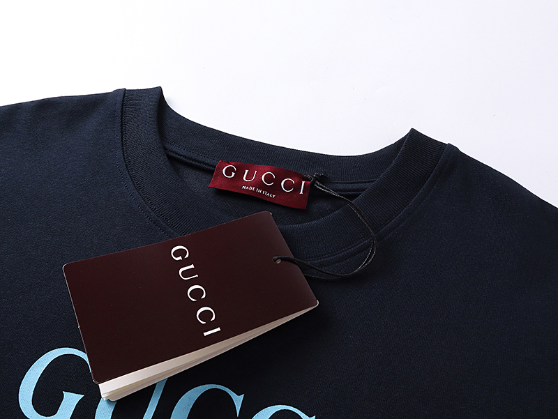 GUCCI古驰25SS 秀款新配色经典拼色字母方框印花短袖T恤