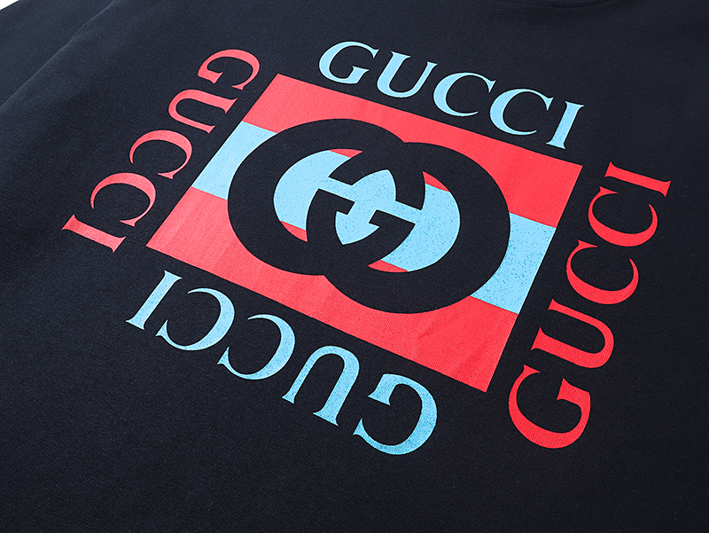 GUCCI古驰25SS 秀款新配色经典拼色字母方框印花短袖T恤