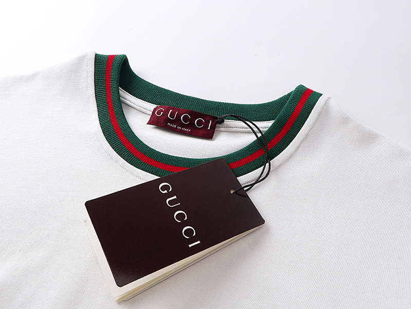 Gucci 红绿领圆领短袖 25新款爆款织带螺纹领袖口红绿条织带