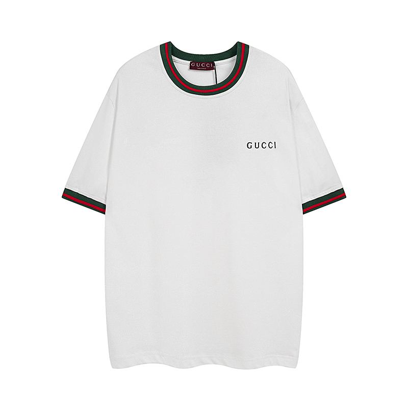 Gucci 红绿领圆领短袖 25新款爆款织带螺纹领袖口红绿条织带