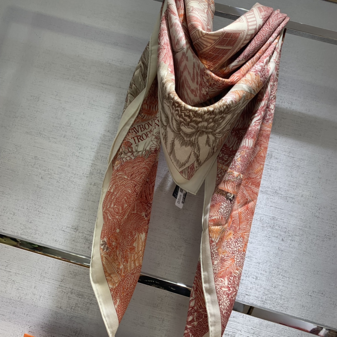 Luxurious Hermes 140 Cashmere & Silk Blend Shawl - Tropical Jungle Design 7 i1722670293 3209 0