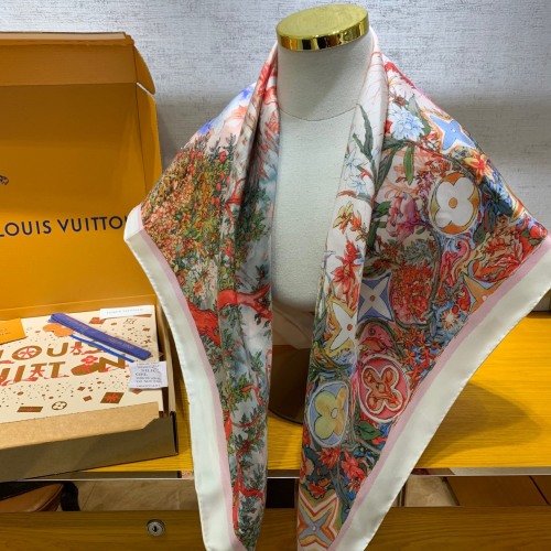 Louis Vuitton Mediterranean Rose Pink 100% Silk Twill Scarf 90*90cm 1 Louis Vuitton Mediterranean Rose Pink 100% Silk Twill Scarf 90*90cm